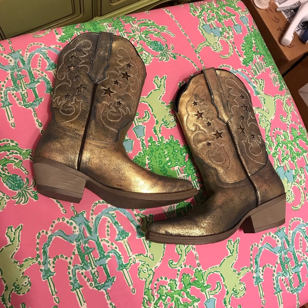Sterling River SRC521 star Gold Western Cowboy Boots size 6.5